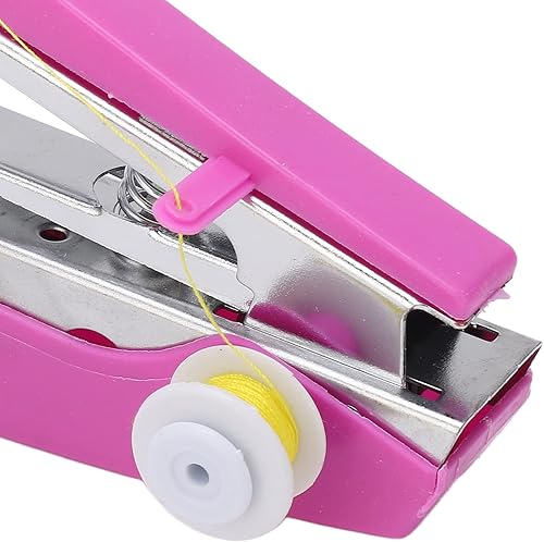 Miniatura 9 de HEEPDD Mini máquina de coser manual portátil de mano, herramienta de manualidades ligera para el hogar, pantalones, suéter, muñeca de felpa, prendas