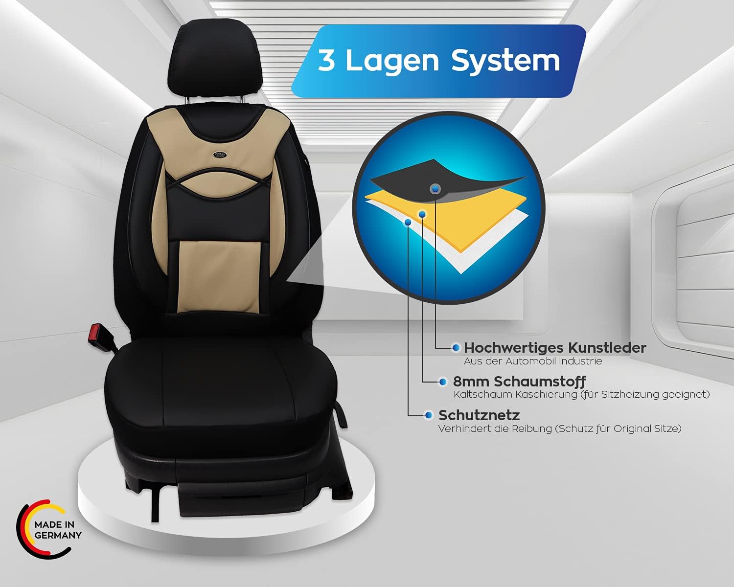 BREMER SITZBEZÜGE Made to Measure Faux Leather Seat Covers for Ford Ranger 3 D107