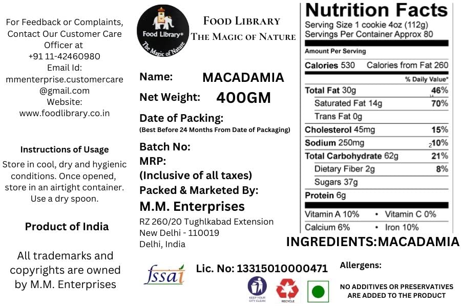 Food Library The Magic Of Nature Premium Macadamia Nuts 400g Exotic Rich Creamy Whole Nuts Healthy Snack Gourmet Dry Fruits Naturally Sourced Crunchy Fresh Quality 4