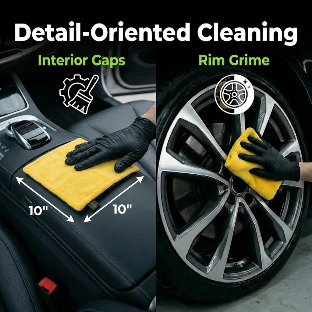 3-Pack Color-Coded Car Drying Towels (48"x24"/14"x24"/10"x10") 1200GSM Dual-Sided Twisted Loop & Coral Fleece - One Pass Save Time, Streak-Free, Scratch-Free for Cars, Trucks, SUVs