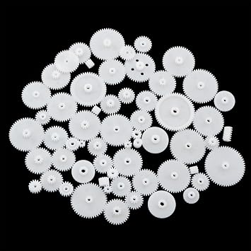 58PCS Micro Motor Gear Set Module 0.5 Plastic Gears Robotics Electronics Accessories Creative Mechanical Assembly Parts Kit for DC Motors Remote Controlled Cars DIY Handcrafted Models
