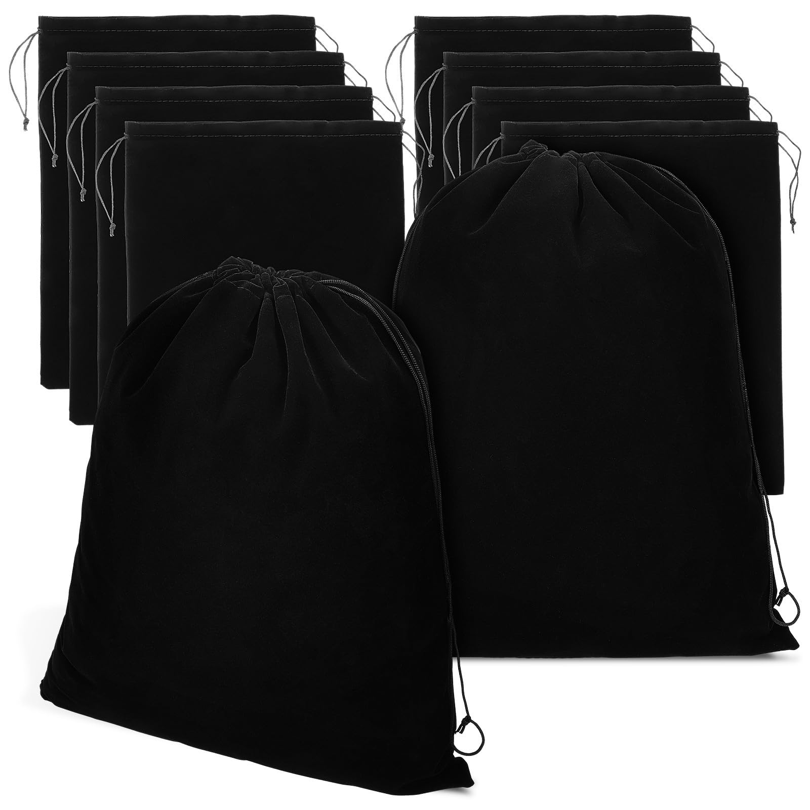 IMIKEYA 10 Stück Schwarze Flanellbeutel mit Kordelzug 30X40cm Wiederverwendbare Stoffbeutel für Geschenke und Zubehör für Geburtstag und Weihnachten