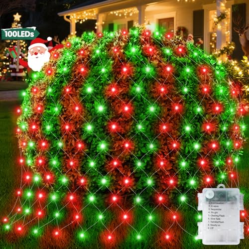 Hezbjiti Battery Operated Christmas Net Lights Outdoor 100