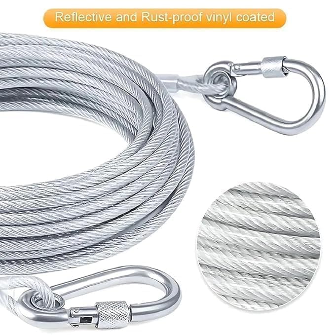 Image of Heavy Duty Clothesline Rope 10M Steel Wire with Hooks Silver