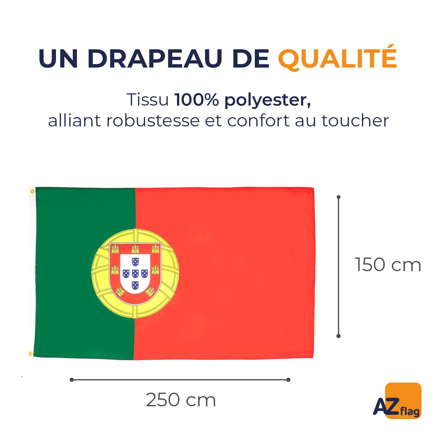 Drapeau Du Portugal – Haute Qualité, Polyester, Différentes Tailles Disponibles