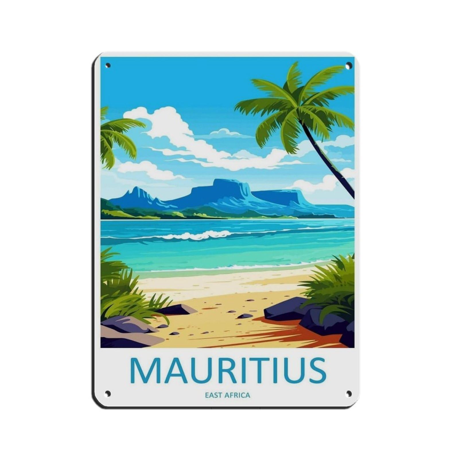 Mauritius Travel Art East Africa Art Lover Gift (82) Tin Sign Vintage Metal Pub Club Cafe Bar Home Wall Art Decoration Poster Retro 12x16inch(30x40cm)