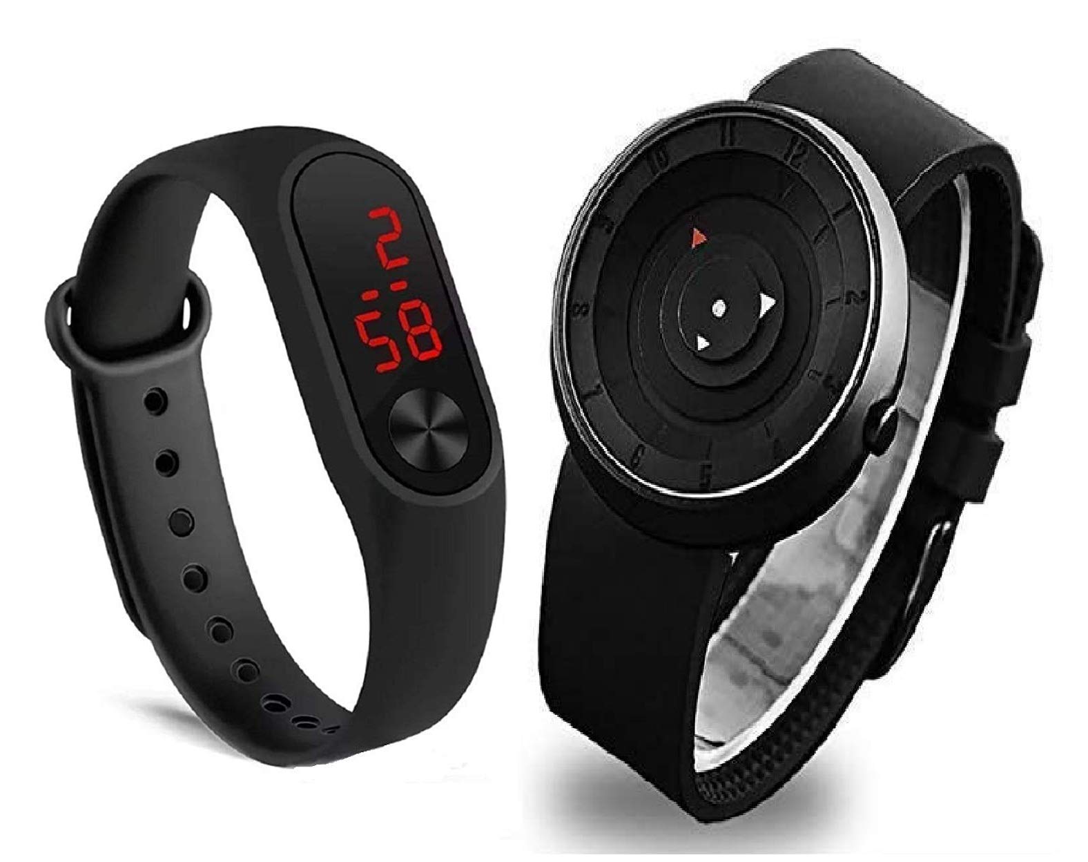 pass pass Black Silicon Analogue & Black Led Watch for Men & Boys.(Pack 2) (B082J4GWN5) Amazon Price History, Amazon Price Tracker