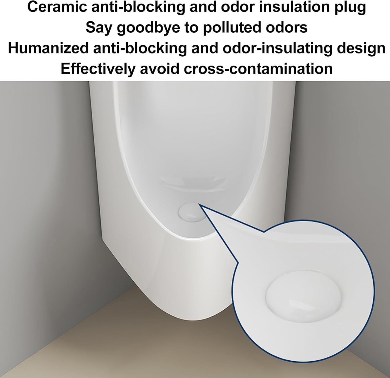 Corner Urinals for Men Bathroom, Urinal with Faucet and Wash Basin, Ceramic Urinals, Garage Urinal, Male Urinal Spill Proof(Gris)