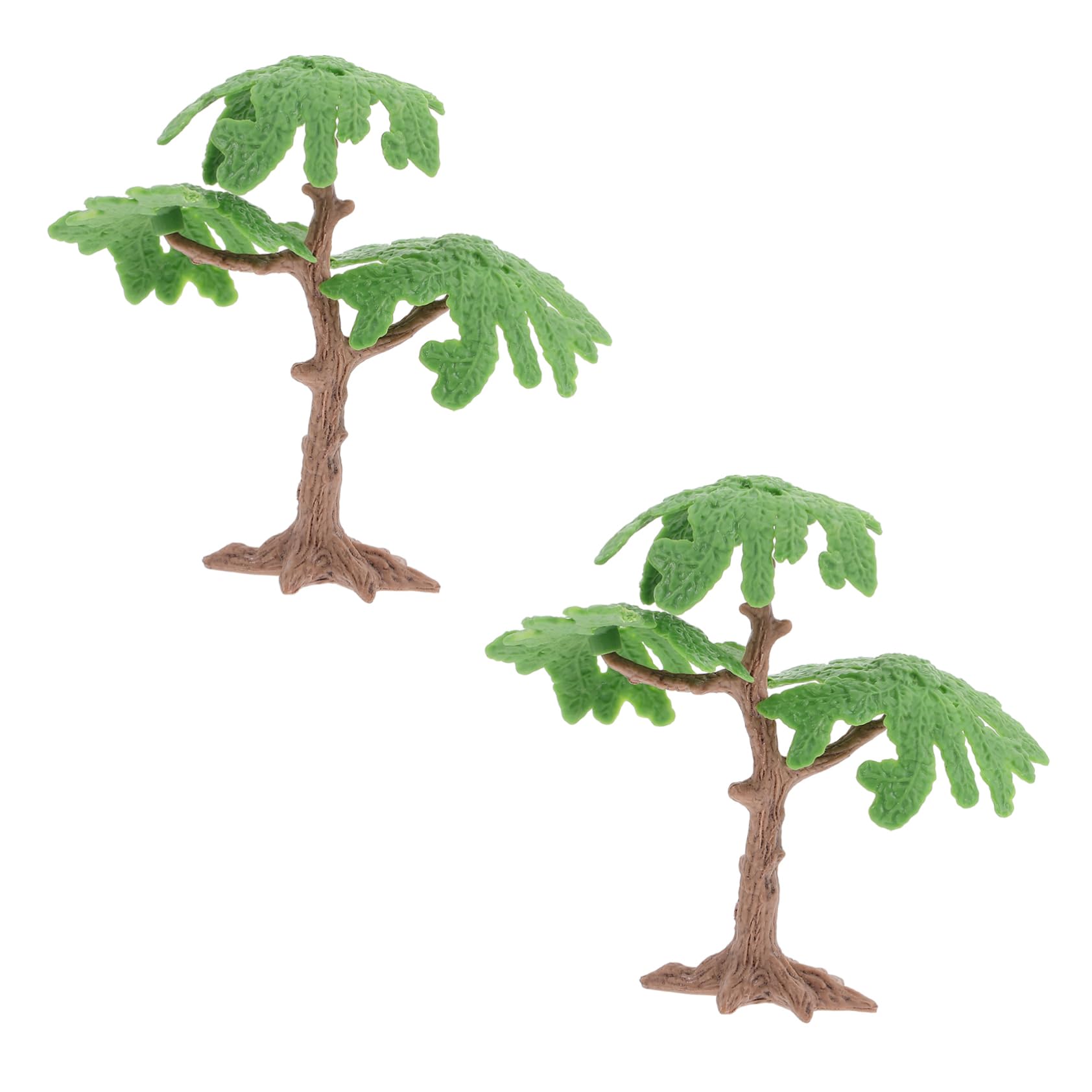 Arbres de Ginkgo Miniatures Réalistes Verts en Plastique, Lot de 2