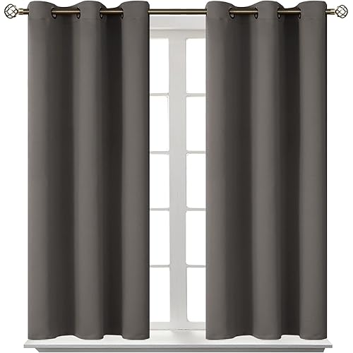 BGment Blackout Curtains for Bedroom - Grommet Thermal Insulated Room Darkening Curtains for Living Room, Set of 2 Panels (38 x 45 Inch, Grey)