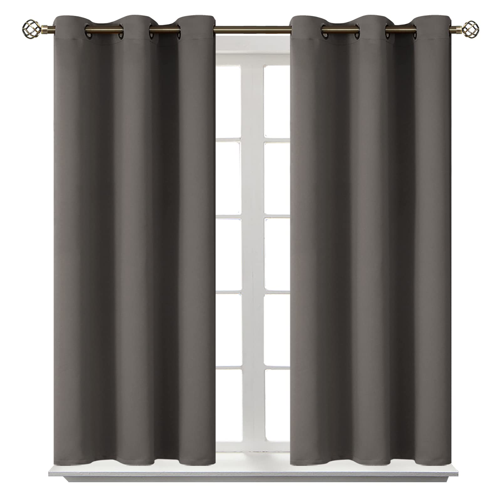 BGment Short Curtains for Small Window 54 Inch Long - Grey 2 Panels