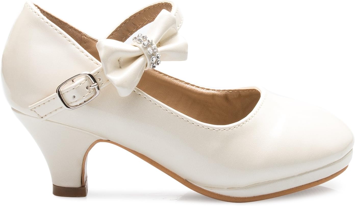 Olivia K Girls Bow Mary Jane Kitten Heel Pumps (Toddler/Little Girl)