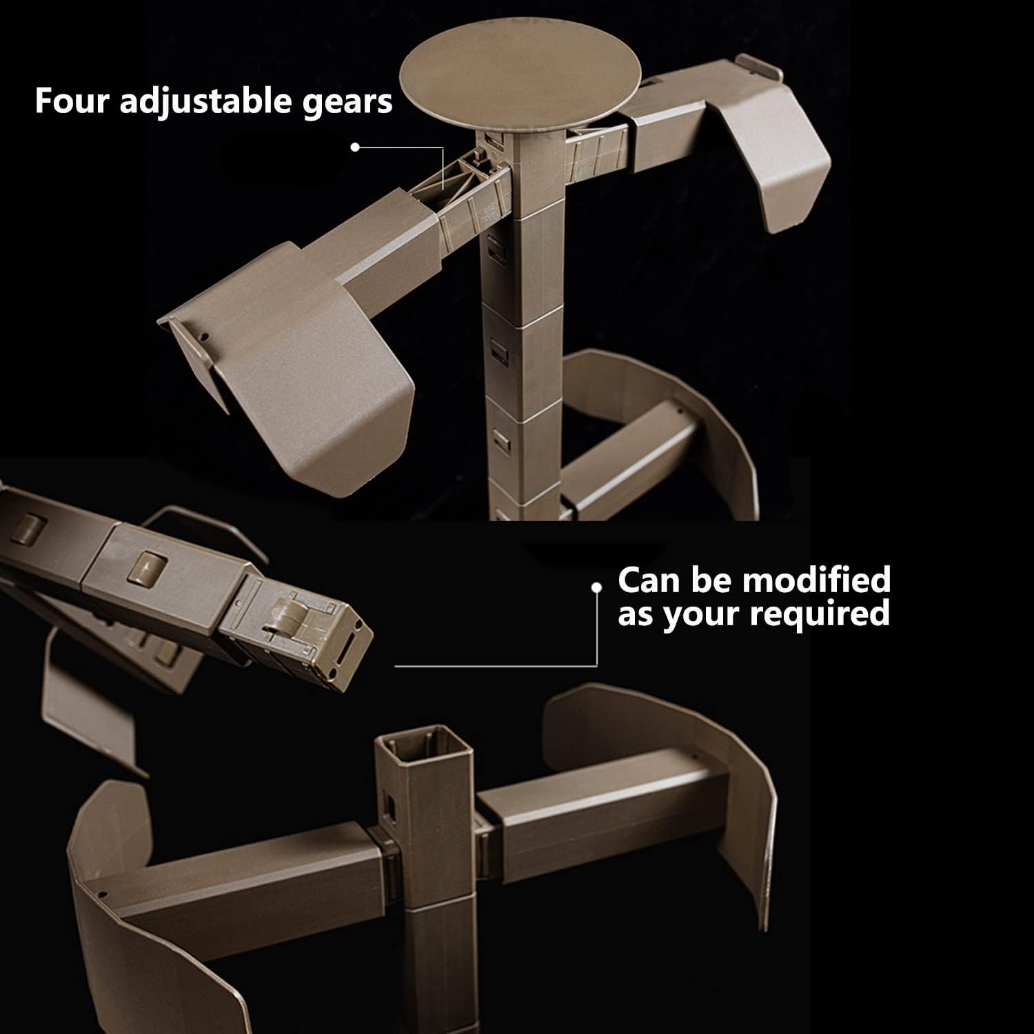 Zhongren Tactical Gear Stand Helmet Display Holder Store Tree Rack Organizer Adjustable for Military Training Vest Armor Breastplate(Black)