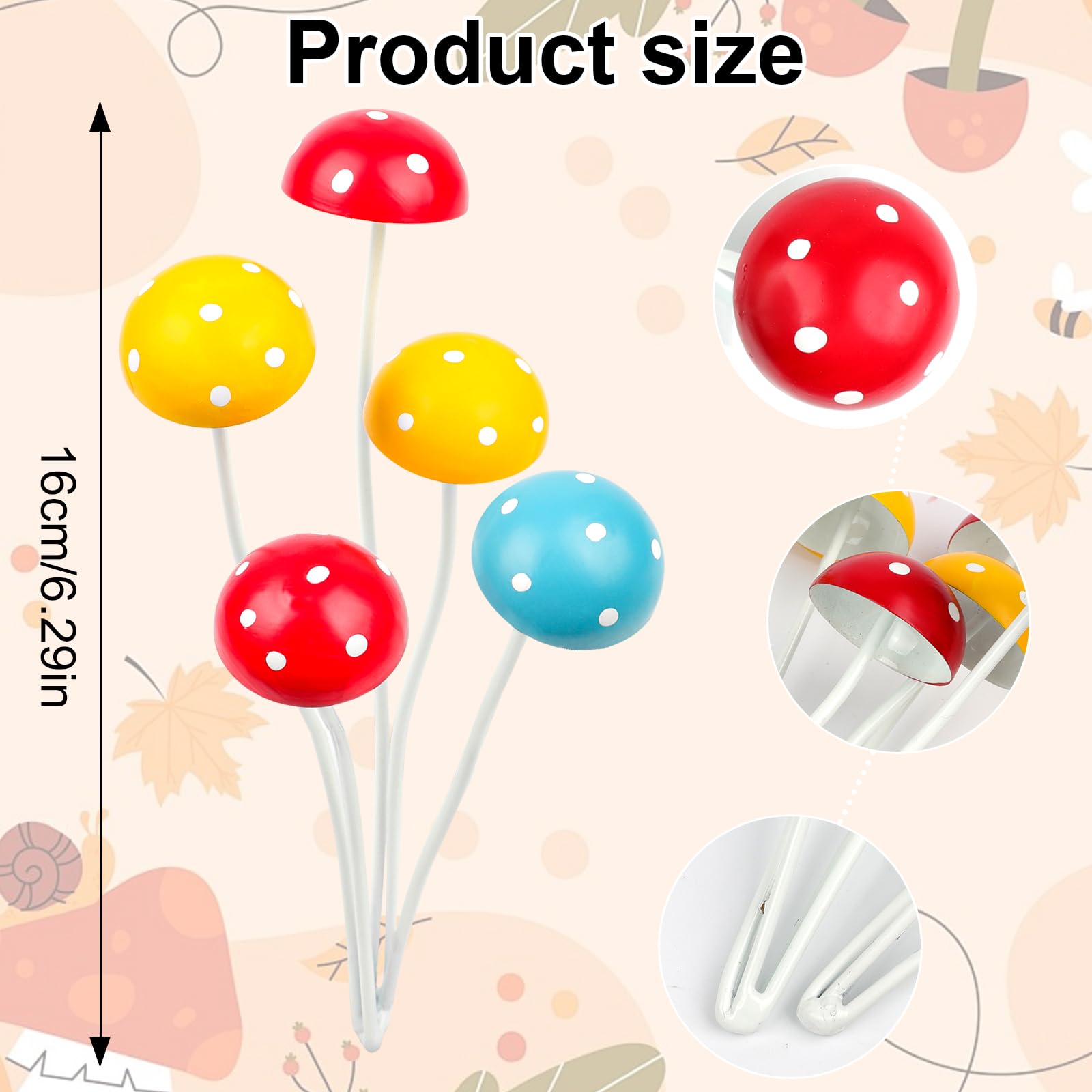 2 Funghi Metallici Colorati Per Giardino - Decorazioni Estere Impermeabili Con Pois, 16 Cm, Regalo Amanti Piante - 4