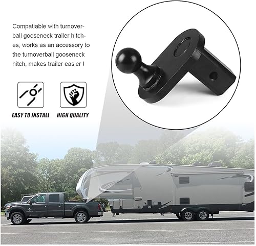 Miniatura 8 de Enganches de remolque de cuello de cisne compatibles con bola de giro, extensor de bola de desplazamiento de 4 pulgadas, enganche resistente para