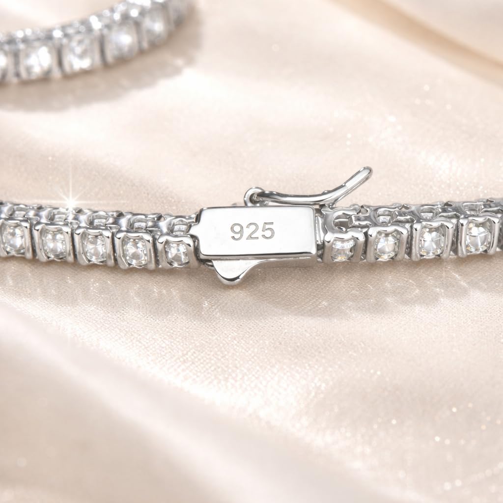 Aura Zen Moissanite Clover Tennis Bracelets 925 Sterling Silver 3mm 4 leaf – Orisha Spiritual Collection – Elegua, Chango, Oshun, Yemaya, Orula, Obatala – Unisex Luxury Protection & Luck Jewelry Gift