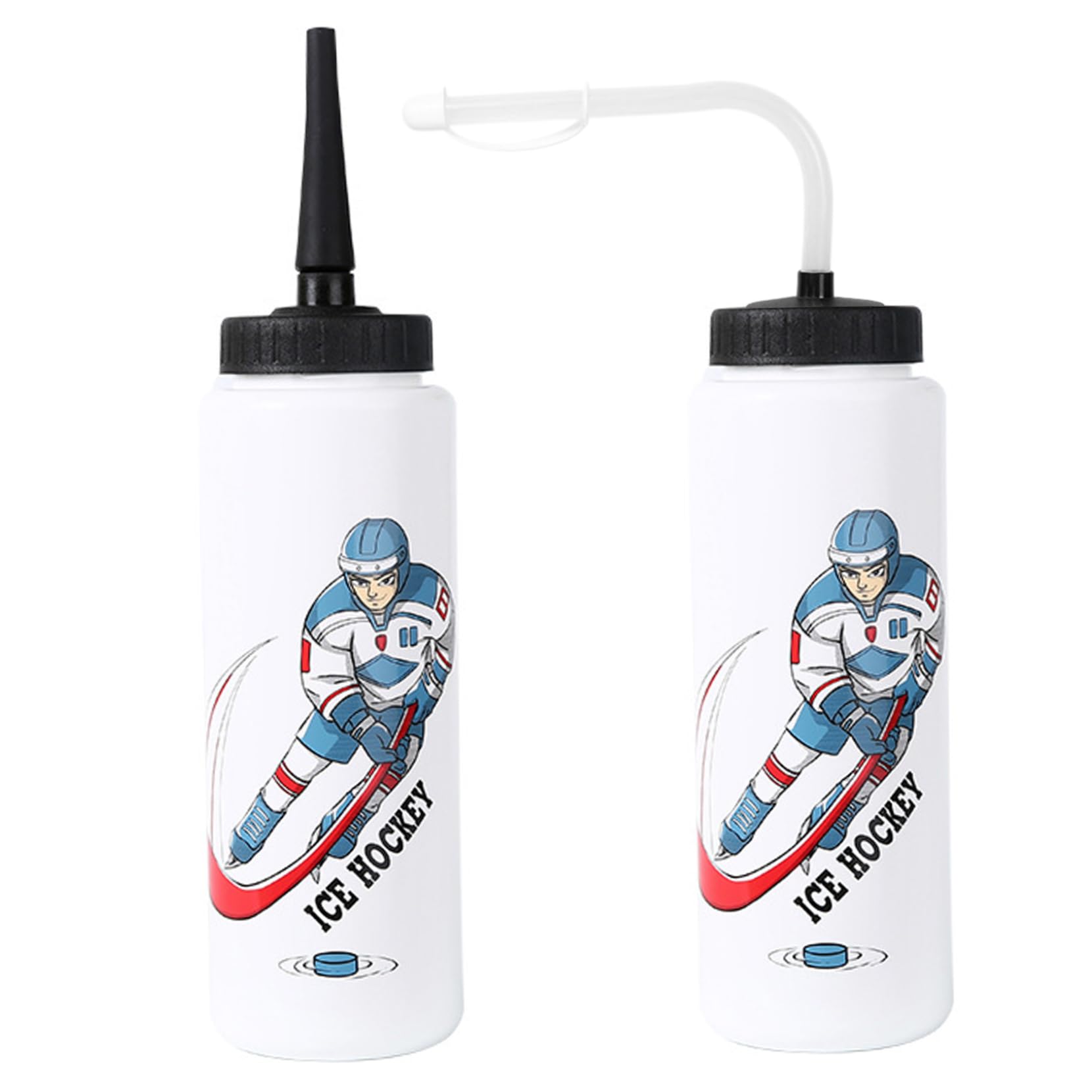 Botella de agua de hockey con pajita de 1L en pack de 2 unidades para deportes