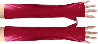PU Faux Leather Long Glove for Women, Arm Length Costume Glove for Cosplay