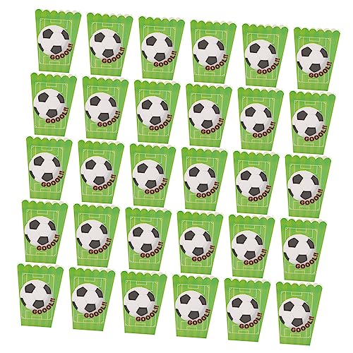 JECOMPRIS 30pcs Popcorn Boxes with Football Pattern Popcorn Containers Parties Festivals Lightweight Tear Resistant Design for Adults