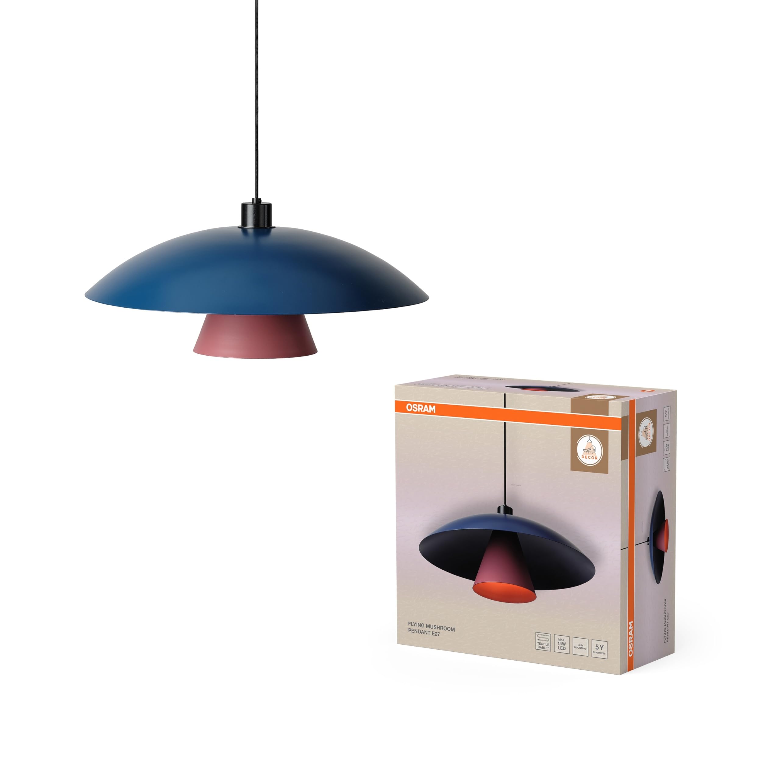 Osram Decor Flying Mushroom Pendelleuchte E27 Blau/Pink