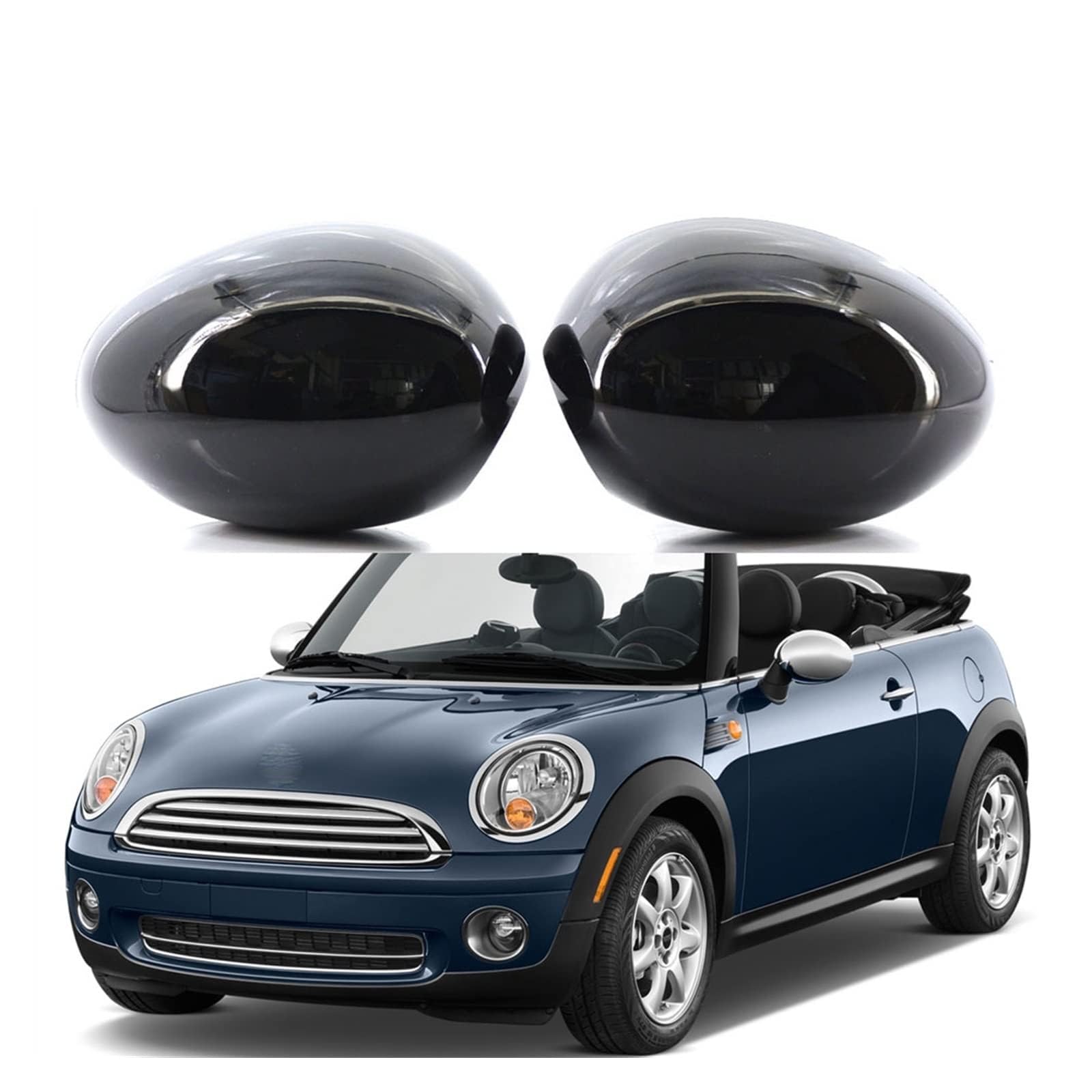 Calotta Specchietto Auto per BMW Mini R60 Countryman 2010-2012 2013 2014 2015 2016,Accessori ABS Cromato Specchietto Retrovisore Protezioni Coperture,B-Black
