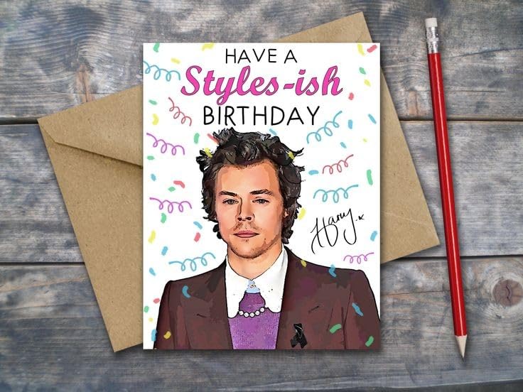 CRAFT MANIACS HAVE A STYLISH BIRTHDAY A5 LAMINATED GREETING CARD FOR HARRY STYLE LOVERS