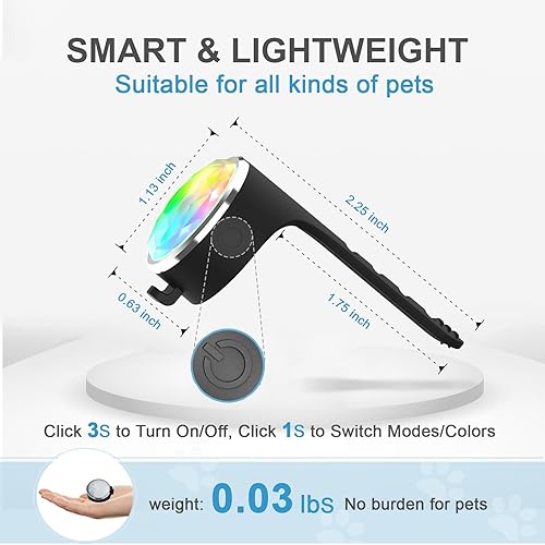 Miniatura 6 de Tubasion Paquete de 2 luces recargables para collar de perro, 2025 mejor luz cambiante de color para collar de perro con banda de silicona 100%