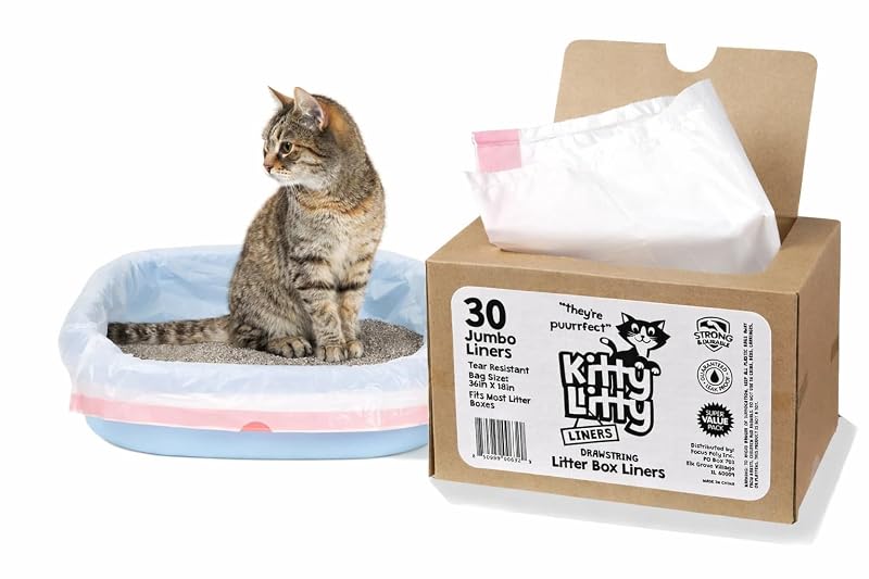 Forro para Caixa de Areia de Gatos Kitty Litty com Cordão, Plástico Branco, 30 Unidades