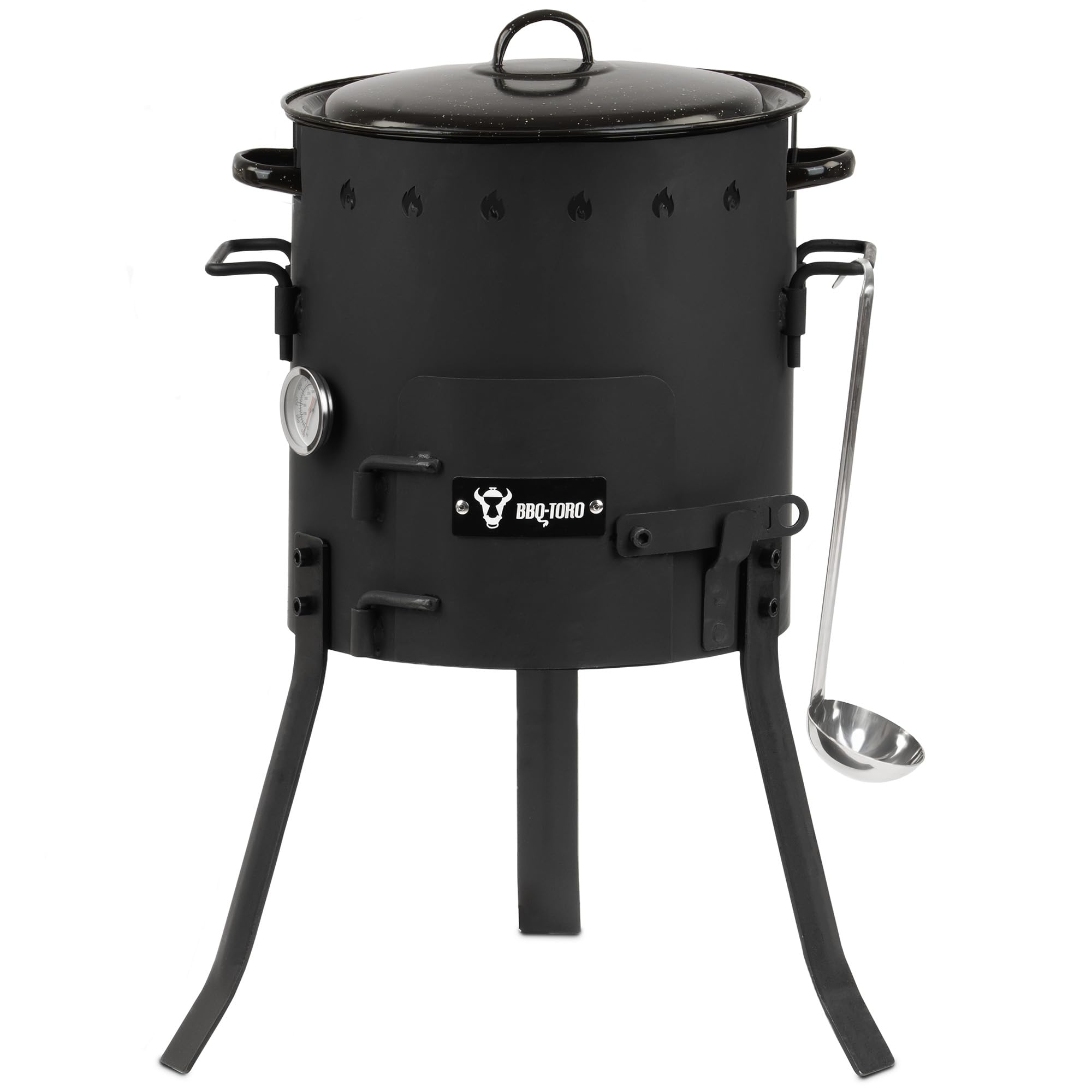 BBQ-Toro Eintopfofen Outdoor Ø 29 cm | Gulaschkanone mit Topf, Grillrost und Suppenkelle | Gulaschkessel, Feuerkessel, Outdoor Ofen, Feuerstelle | Außenküche, Kochstelle, Kochofen für Draußen