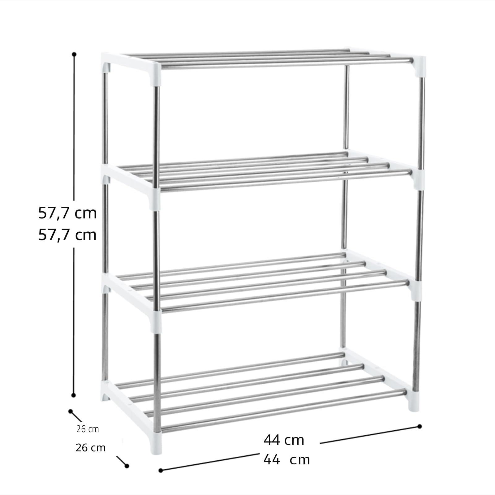 kleines Schuhregal mit 4 Ebenen, Schuhablage Für Bis Zu 8 Paar Schuhe für Eingang/Schrank für platzsparende Aufbewahrung (weiß)