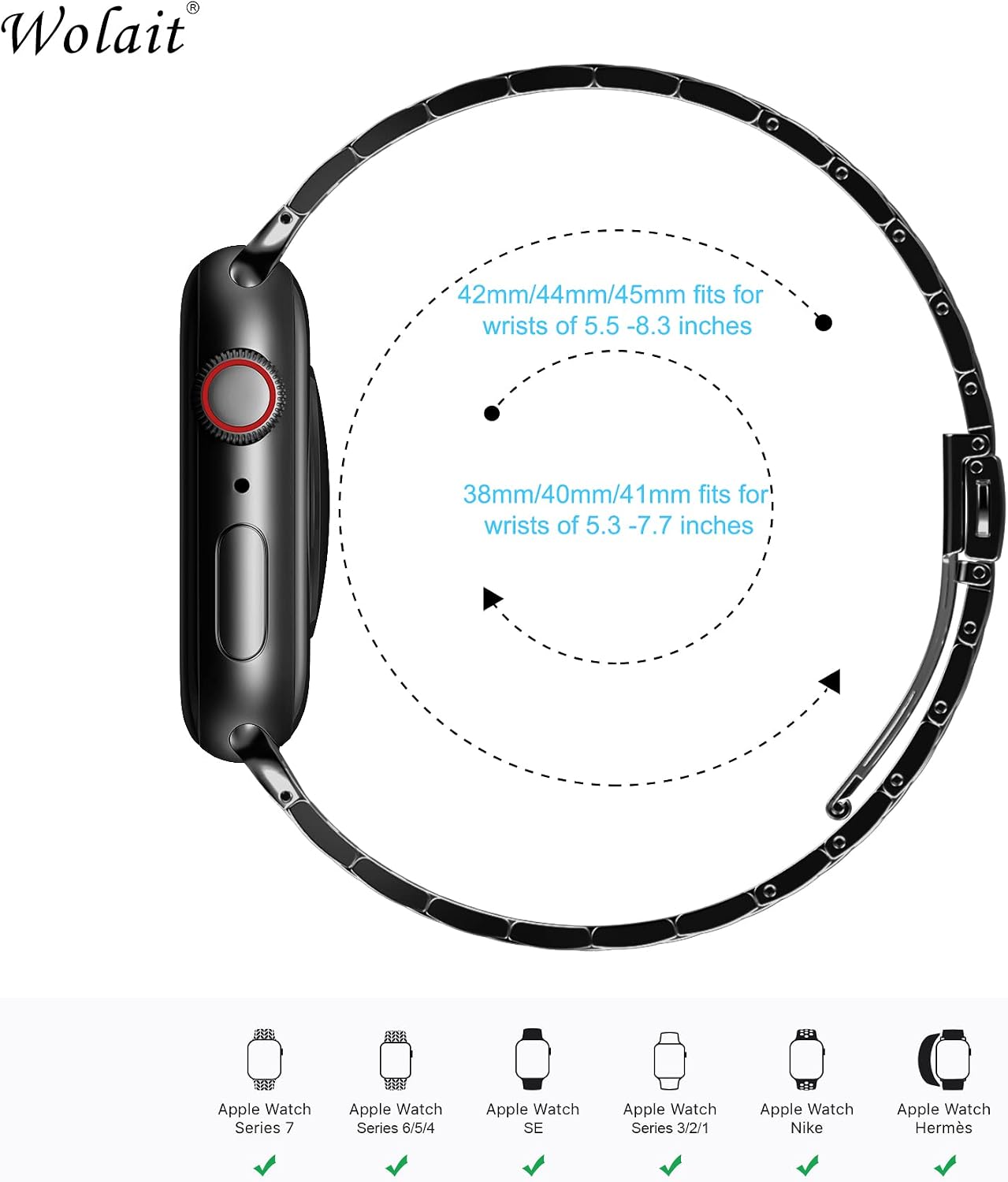 Wolait Compatible with Apple Watch Ultra 3 Band 49mm 46mm 45mm 44mm 42mm 41mm 40mm 38mm, Ultra Thin Solid Stainless Steel Band for Apple iWatch Ultra 2 SE Series11-1 Men Women image 4