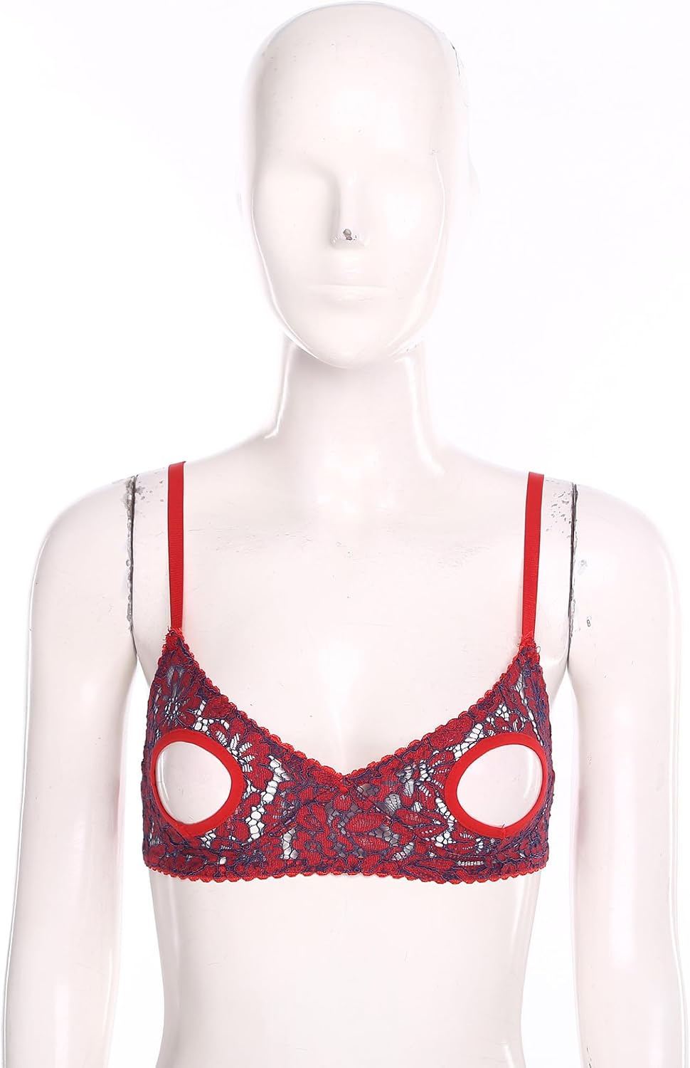 Sxiwei Women's Honeymoon Sheer Lace Hollow Out Bra Tops Open Nipples Wireless Unlined Bra Lingerie Bralette