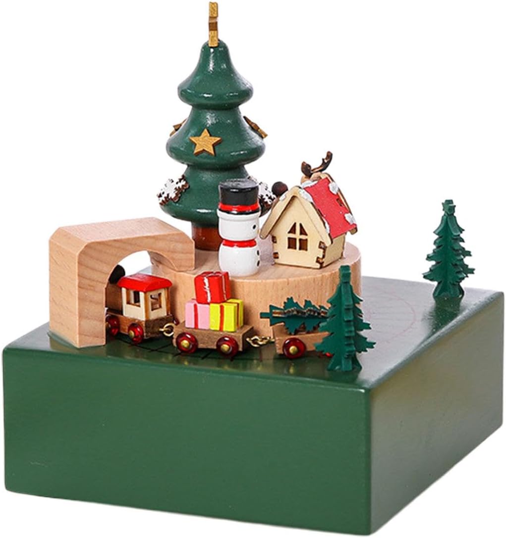Christmas Music Box, Wooden Christmas Music Box, Train Music