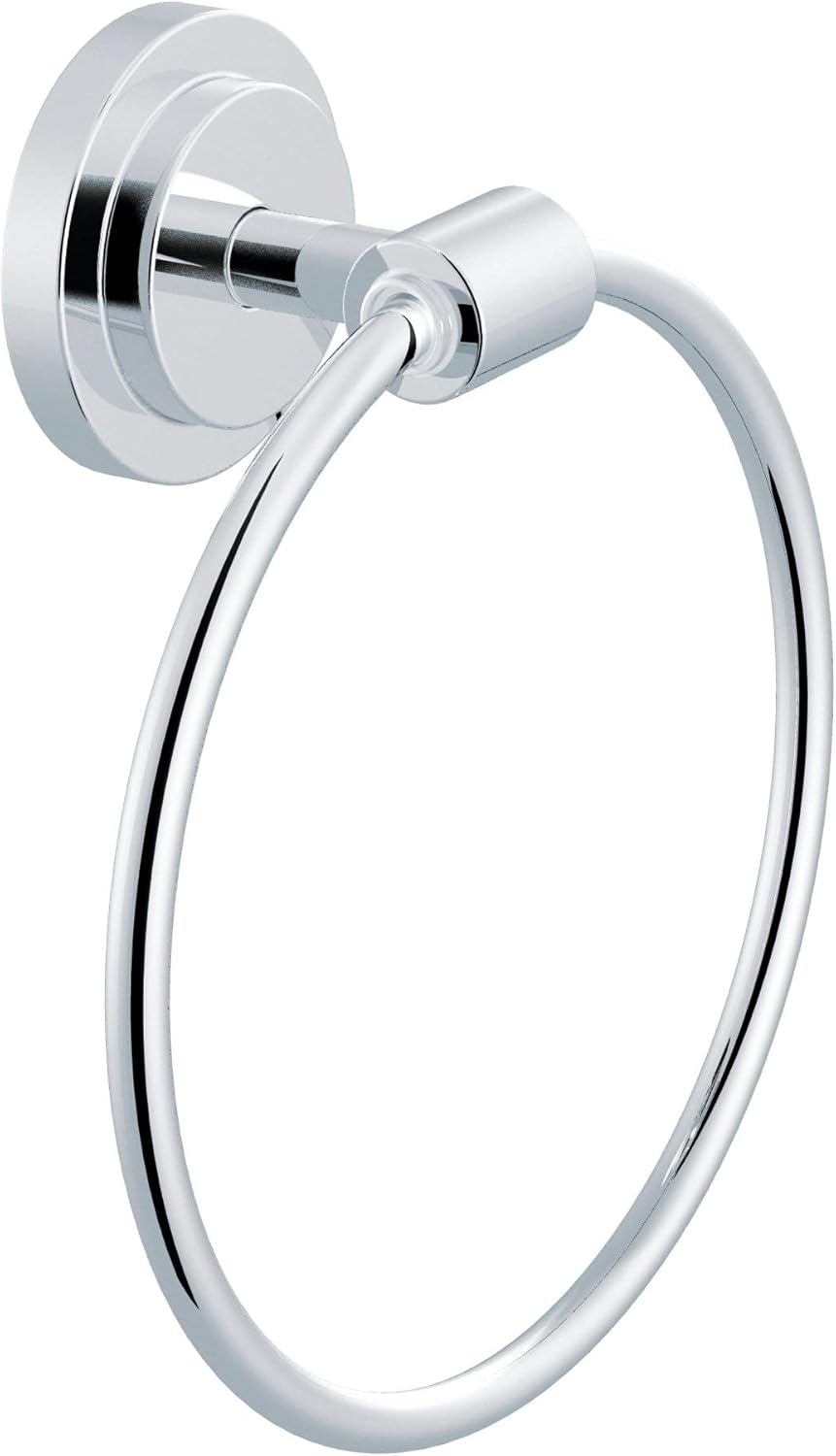 Moen DN0786CH Iso Towel Ring, Chrome with Moen DN0708CH Iso Pivoting Toilet Paper Holder, Chrome
