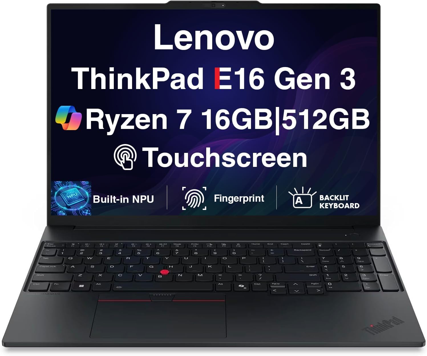 Lenovo ThinkPad E16 Gen 3 Laptop 16" FHD+ Touch, Ryzen 7 250, 16GB/512GB