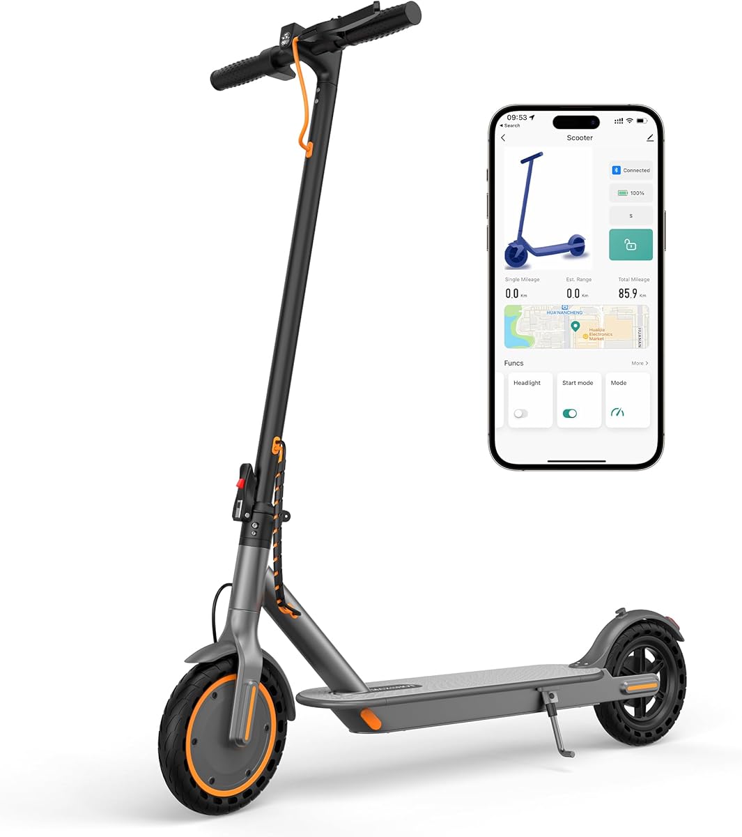 MAXSHOT Electric Scooter Adults & Big Kids, 350W Powerful Motor, Top Speed 16/19MPH, 12/16/19/21Miles Range, 8.5" Solid Tires Folding Commuter Escooter with Dual Suspension for Commuting, APP Control