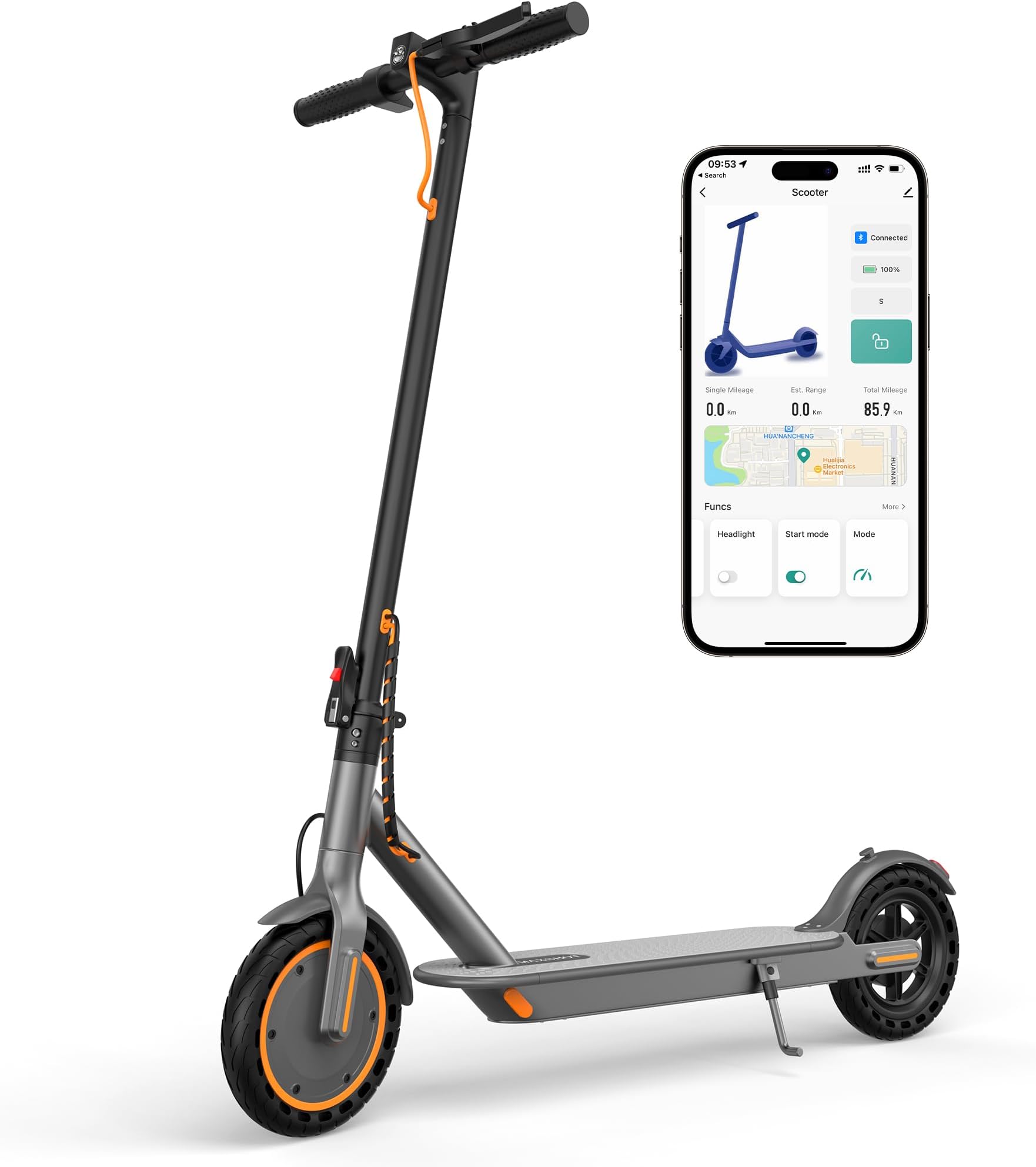 MAXSHOT Electric Scooter for Adults, 8.5/10/14" Tires, 19/22Mph, 350W/500W Motor, 21-28 Miles Range, Folding E-Scooter with Dual Suspension,APP Control