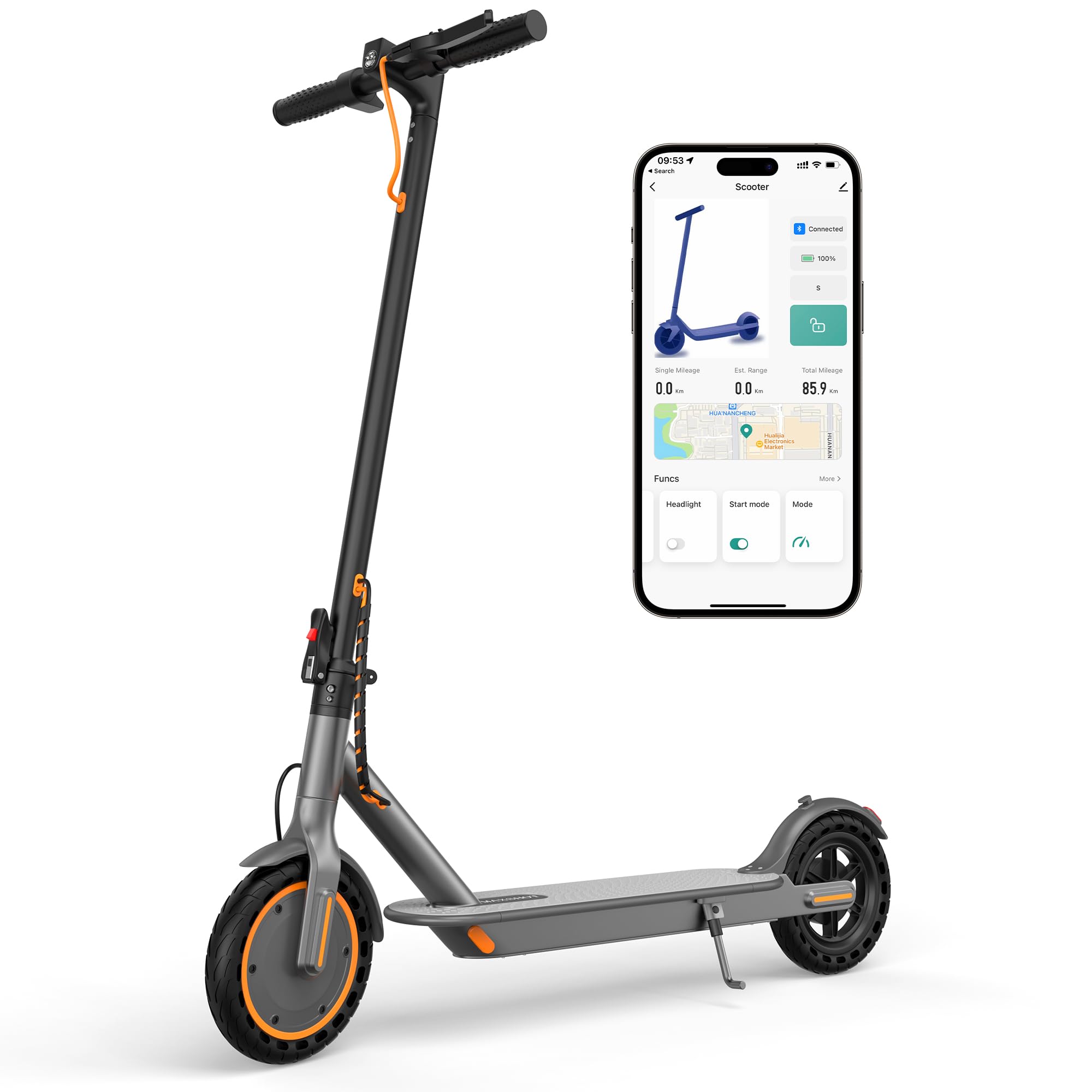 MAXSHOT Electric Scooter for Adults, 8.5/10/14" Tires, 19/22Mph, 350W/500W Motor, 21-28 Miles Range, Folding E-Scooter with Dual Suspension,APP Control