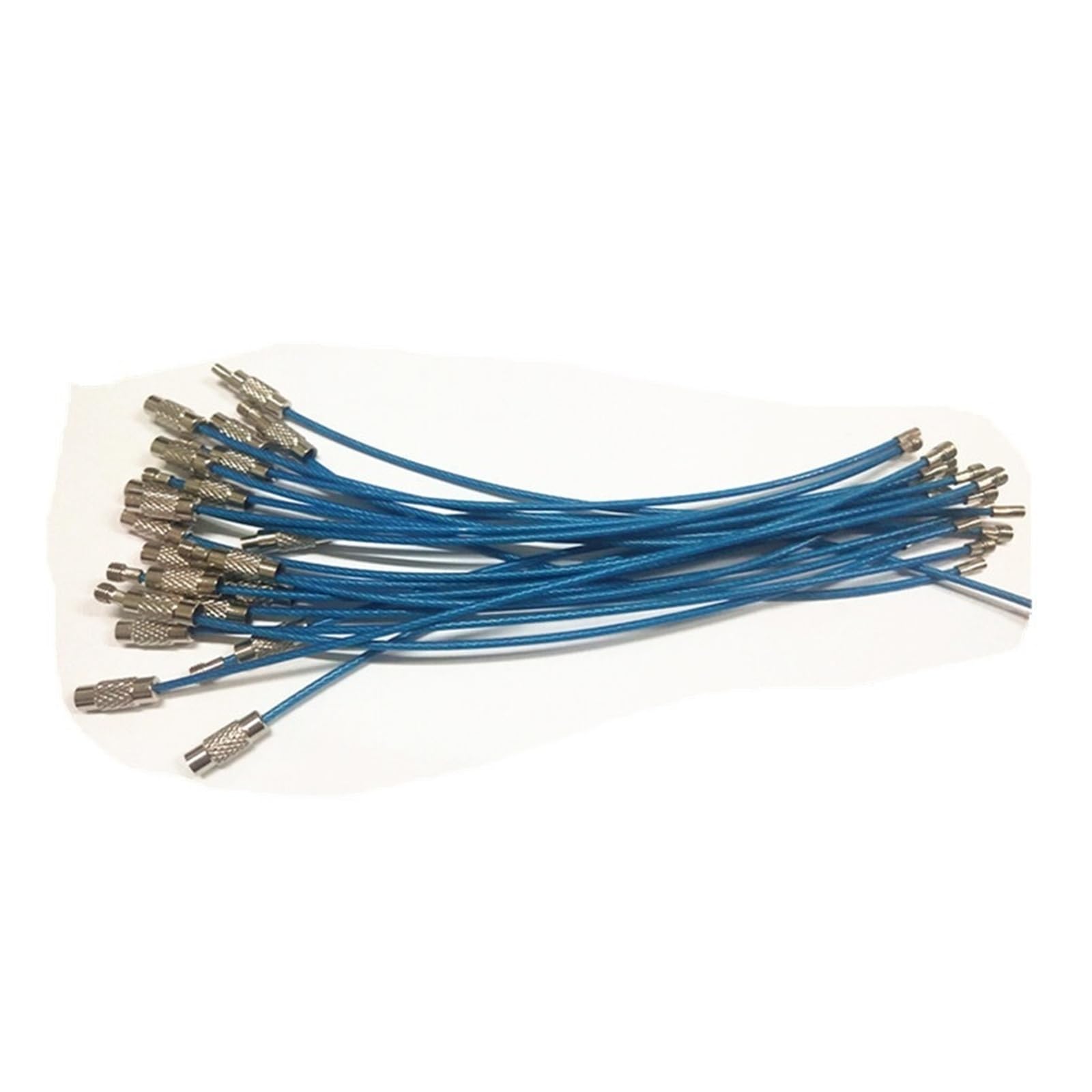 Kabel do breloczków ze stali nierdzewnej 2 mm z blokadą śrubową 15 cm Heavy Duty for Outdoor Camp Hiking EDC Key Tools (SKY BLUE, 10 cnm 50 szt.)