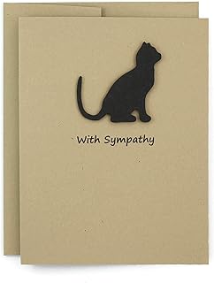 Cat Sympathy Card | Black Cat Single Note Card | Kraft Brown with envelope | Pet Condolences