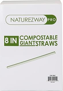 NatureZway Pro (3,000 Pack) 8" Individually Wrapped Giant Straws: Restaurant Grade, Plant-Based, Compostable - Eco-Friendl...