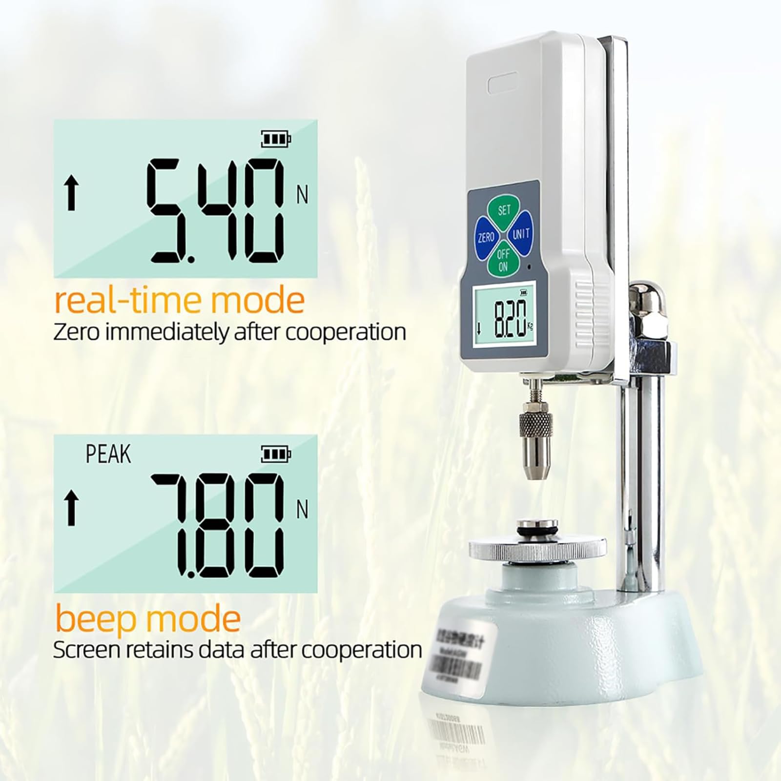 Probador digital de dureza de grano con pantalla LCD, 3 modos de medición para pruebas precisas de dureza de grano, dispositivo de precisión avanzado
