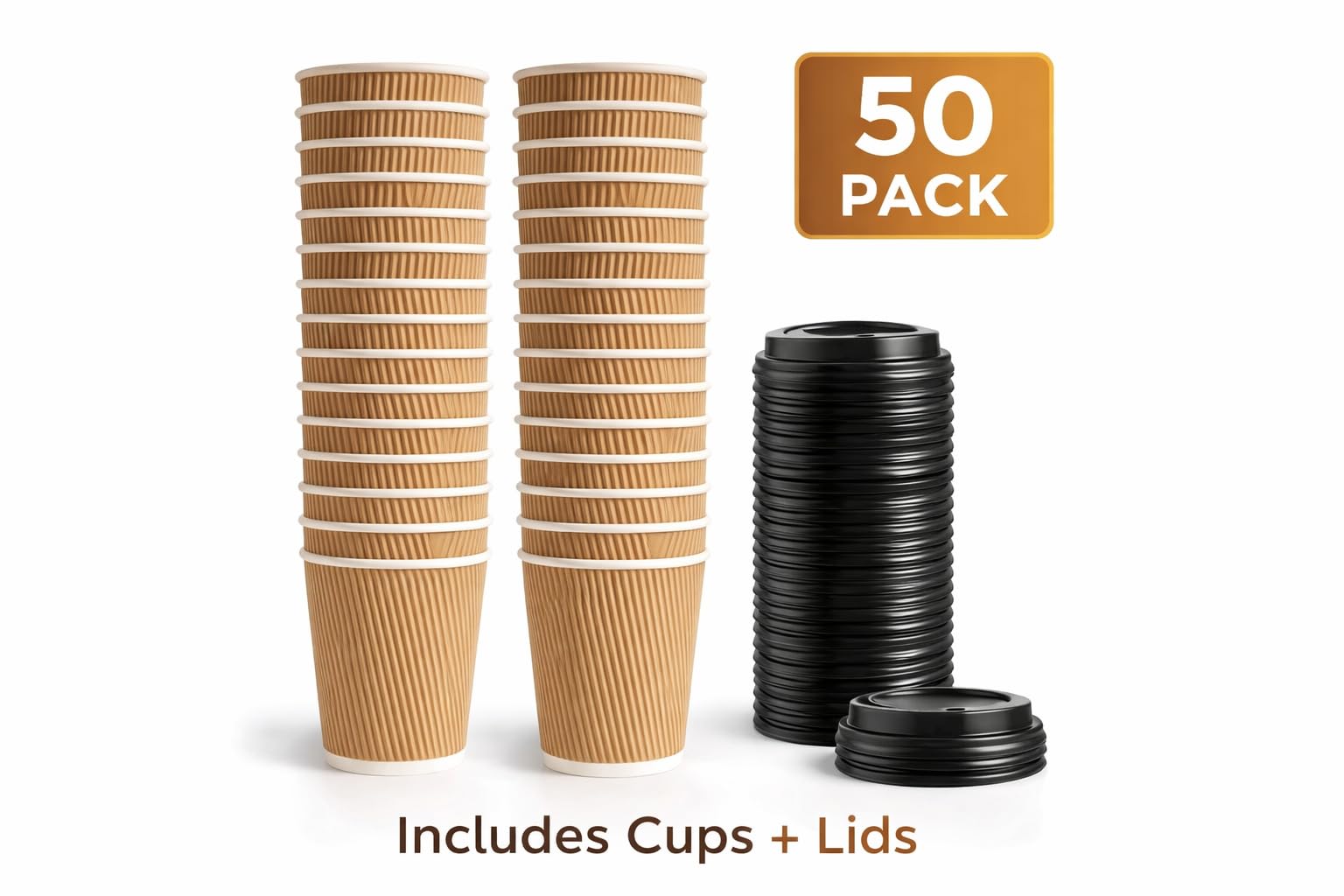 50pk 8oz Kraft Paper Cups with Lids thumbnail 2