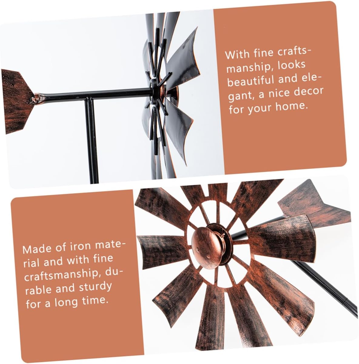 2pcs Garden Windmill Decor Metal Windmill Ornaments Rotating Decorative Pinwheel for Lawn Outdoor Decorative