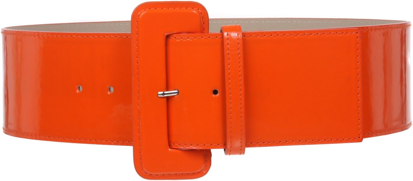 Ladies High Waist Wide Patent Fashion Plain Leather Belt