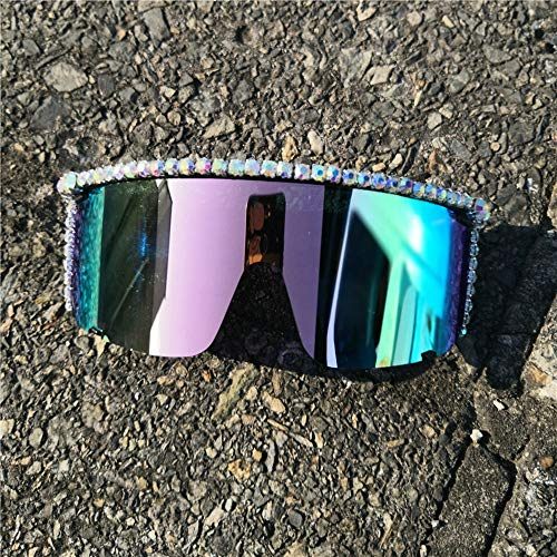 mincl/One-piece Rhinestone Sunglasses Unisex Bling Crystal Shades Oversized Square Sunglasses2