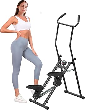 Stair Stepper for Home,Stair Climber Foldable,Large Pedal Vertical Climber Machine for Full-Body Workout,Steppers for Exercise at Home with 300LBS Loading Capacity Black-MK