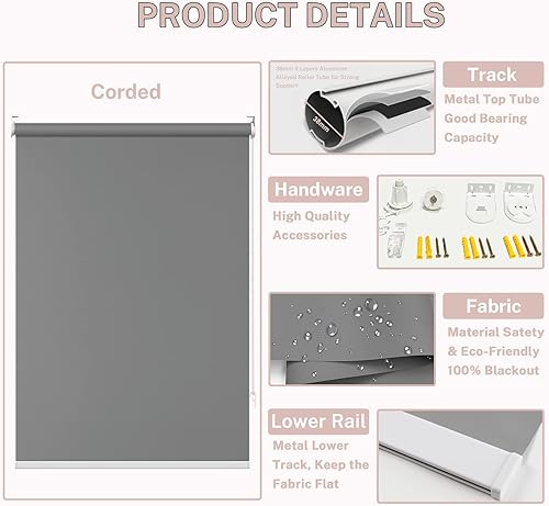 Miniatura 38 de Persianas enrollables opacas para ventanas y dormitorios, oscurecimiento de la habitación, impermeables, con aislamiento térmico, para ventana