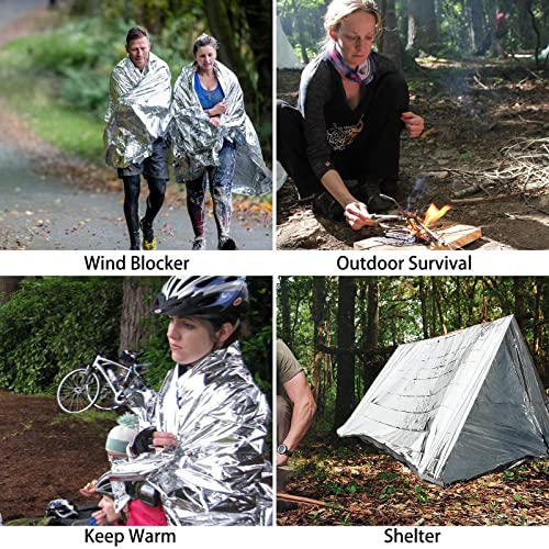 Searqing Emergency Mylar Thermal Blankets Space Blanket(50 Pack)-Camping Blanket Designed For Outdoors, Hiking, Survival, Marathons, Retain Body Heat(Silver Color) #TOP2