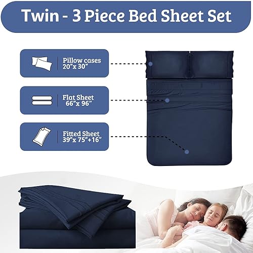 Miniatura 7 de YIYEA Juego de sábanas tamaño King  Sábanas y fundas de almohada de microfibra cepillada de 1800 hilos  Extra suave, bolsillo profundo, resistente